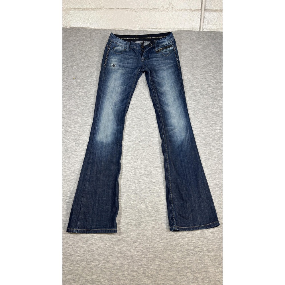 Rerock For‎ Express Jeans Womens 2 26 Bootcut Low Rise Distressed Stretch Denim